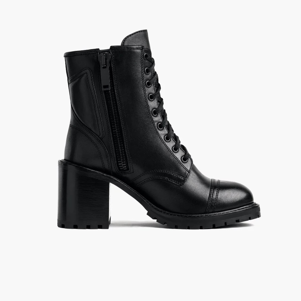 🍂 NWT Thursday Boot Company “The Rebel” Black Leather Combat Heel Boots Sz 10 - Picture 4 of 7